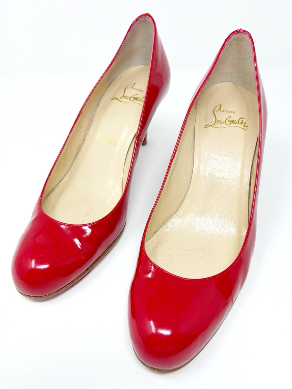Christian Louboutin Red Patent Leather Women's Pumps 37.5 - Picture 5 of 11
